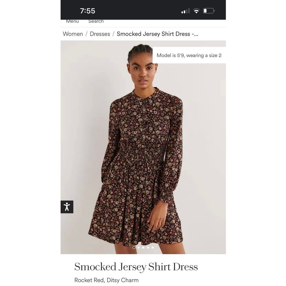 Smocked Jersey Shirt Dress